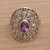 Gold accent amethyst cocktail ring, 'Ornately Regal' - Amethyst in Gold Accented Sterling Silver Cocktail Ring (image 2b) thumbail