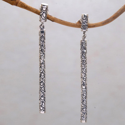 Sterling silver dangle earrings, Dragon Stave