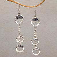 Sterling silver dangle earrings, 'Downtown' - Handmade Sterling Silver Dangle Earrings from Bali