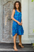 Batik rayon dress, 'Leafy Grove' - Blue Tie-Dyed Batik Leafy Grove Rayon Sleeveless Tunic (image 2b) thumbail