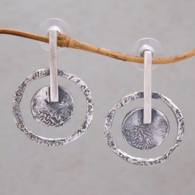 Sterling silver drop earrings, Joyous Circles