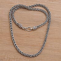Men's sterling silver chain necklace, 'Sisik Charm' - Men's Handmade Sterling Silver Chain Necklace from Bali
