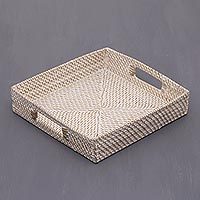 Ate grass and bamboo tray,