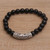 Onyx beaded stretch bracelet, 'Stone Bouquet in Black' - Onyx and Silver Beaded Stretch Bracelet thumbail