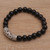 Onyx beaded stretch bracelet, 'Stone Bouquet in Black' - Onyx and Silver Beaded Stretch Bracelet (image 2b) thumbail