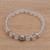 Quartz beaded stretch bracelet, 'Celuk Tradition in Clear' - Balinese Quartz and Sterling Silver Beaded Stretch Bracelet thumbail