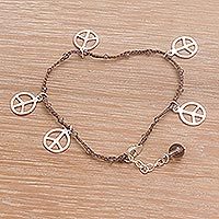 Smoky quartz braided charm bracelet,