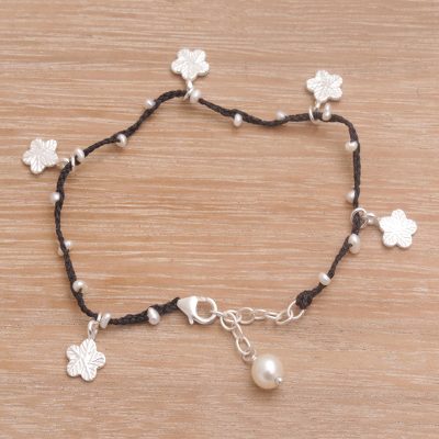 Cultured pearlcharm bracelet, Radiant Blooms
