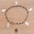 Tiger's eye braided cord charm bracelet, 'Honey Brown Foliage' - Handmade 925 Sterling Silver Tigers Eye Brown Cord Bracelet thumbail