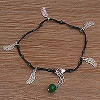 Green quartz cord charm bracelet,