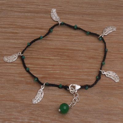 Green quartz cord charm bracelet, Verdant Forest