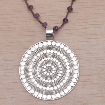 Amethyst pendant necklace, Shining Shield