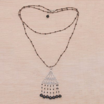 Onyx pendant necklace, Rise and Fall in Brown
