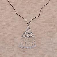 Rainbow moonstone and moonstone pendant necklace,