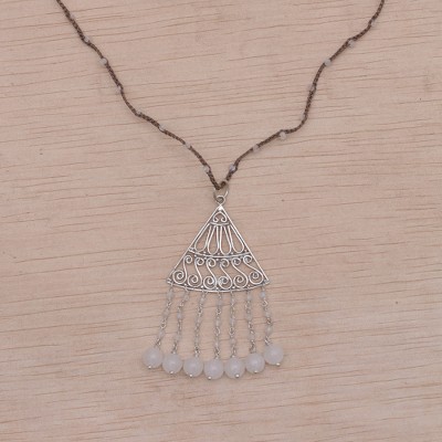 Rainbow moonstone and moonstone pendant necklace, Rise and Fall in Brown