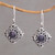 Amethyst dangle earrings, 'Blooming' - Amethyst and Sterling Silver Diamond Shaped Dangle Earrings thumbail