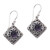 Amethyst dangle earrings, 'Blooming' - Amethyst and Sterling Silver Diamond Shaped Dangle Earrings (image 2a) thumbail