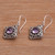 Amethyst dangle earrings, 'Blooming' - Amethyst and Sterling Silver Diamond Shaped Dangle Earrings (image 2b) thumbail