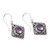 Amethyst dangle earrings, 'Blooming' - Amethyst and Sterling Silver Diamond Shaped Dangle Earrings (image 2d) thumbail
