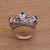 Blue topaz cocktail ring, 'Strength of the Sky' - Handmade 925 Sterling Silver Blue Topaz Trio Cocktail Ring thumbail
