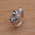 Blue topaz cocktail ring, 'Strength of the Sky' - Handmade 925 Sterling Silver Blue Topaz Trio Cocktail Ring (image 2b) thumbail