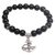 Onyx charm beaded stretch bracelet, 'Anchor Me' - Onyx Beaded Stretch Bracelet with Nautical Anchor Charm (image 2a) thumbail