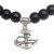 Onyx charm beaded stretch bracelet, 'Anchor Me' - Onyx Beaded Stretch Bracelet with Nautical Anchor Charm (image 2e) thumbail