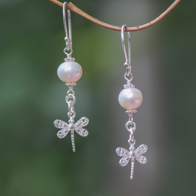 Cultured pearl dangle earrings, To the Light