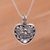 Sterling silver pendant necklace, 'Rangda's Heart' - 925 Sterling Silver Guardian Rangda Heart Pendant Necklace thumbail