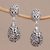 Sterling silver dangle earrings, 'Jasmine Shell' - Sterling Silver Jasmine Flower Dangle Earrings from Bali thumbail