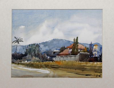 'My Village' - Signed Impressionist Landscape Village Painting from Java