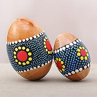 Mahogany percussion instruments, 'Sunny Eggs' (pair) - Egg-Shaped Mahogany Percussion Instruments (Pair) from Bali