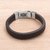 Men's leather and sterling silver wristband bracelet, 'Powerful Lion' - Men's Leather and Sterling Silver Wristband with Lion (image 2c) thumbail