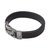 Men's leather and sterling silver wristband bracelet, 'Powerful Lion' - Men's Leather and Sterling Silver Wristband with Lion (image 2e) thumbail