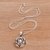 Sterling silver pendant necklace, 'My Rosette' - Sterling Silver Rose Pendant Necklace from Bali (image 2c) thumbail