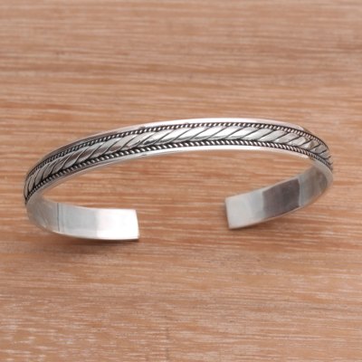 Sterling silver cuff bracelet, Eternal Braid