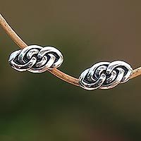 Sterling silver button earrings,
