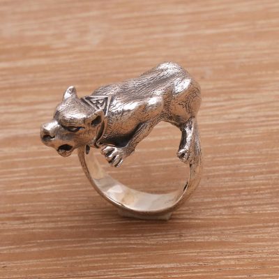 Sterling Silver Panther Cocktail Ring from Bali