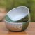 Ceramic bowls, 'Dual Leaves' (pair) - White and Green Ceramic Leaf Bowls from Indonesia (Pair) thumbail