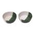 Ceramic bowls, 'Dual Leaves' (pair) - White and Green Ceramic Leaf Bowls from Indonesia (Pair) (image 2a) thumbail