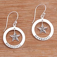 Sterling silver dangle earrings, 'Starfish Happiness' - Sterling Silver Starfish Dangle Earrings Crafted in Bali