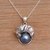 Cultured pearl pendant necklace, 'Panther Power in Blue' - Cultured Pearl Panther Pendant Necklace in Blue from Bali (image 2b) thumbail
