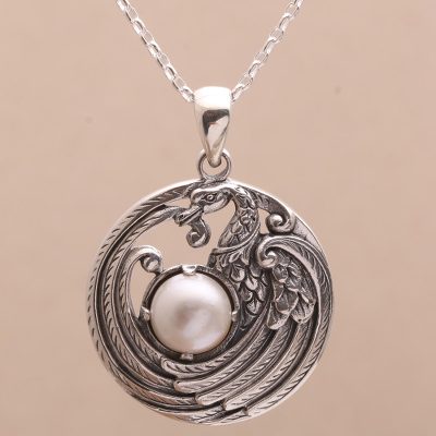 Cultured pearl pendant necklace, Peacock Throne