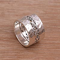 Sterling silver band ring, 'Around the Vines' - Sterling Silver Band Ring Crafted in Indonesia