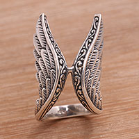 Featured review for Sterling silver cocktail ring, Winged Glory
