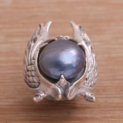 Cultured pearl cocktail ring, Garuda Pearl in Blue