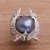 Cultured pearl cocktail ring, 'Garuda Pearl in Blue' - Cultured Blue Pearl and Sterling Silver Wings Cocktail Ring thumbail