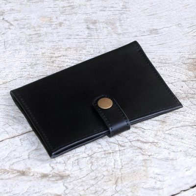 Leather passport wallet, Gringsing Getaway in Black