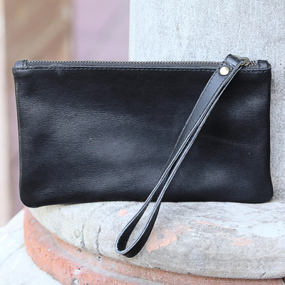 Leather wristlet, Cepuk Secret in Black