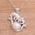 Cultured pearl pendant necklace, 'White Panther Orb' - White Cultured Pearl Panther Pendant Necklace from Bali (image 2b) thumbail